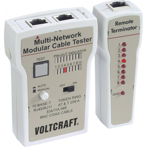 Tester káblov VOLTCRAFT CT-2 Určený pre RJ-45, BNC, RJ-11