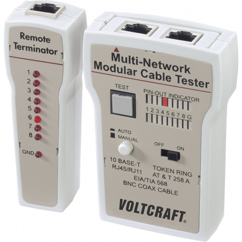 Tester káblov VOLTCRAFT CT-2 Určený pre RJ-45, BNC, RJ-11